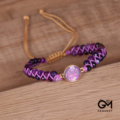 Purple Agate Woven Women's Bracelet