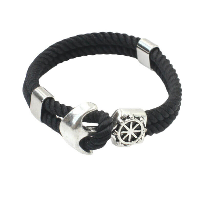 Navy Anchor Vintage Braided Bracelet