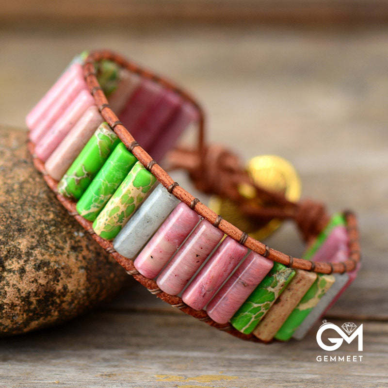 Turquoise Leather Handwoven Bracelet