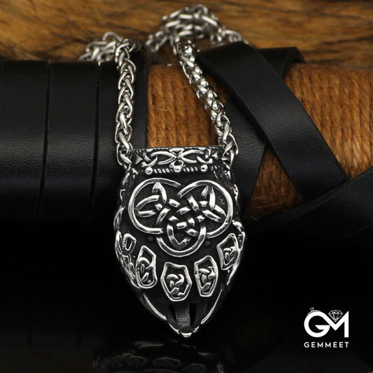 Vintage Viking Triangle Rune Bear Paw Necklace