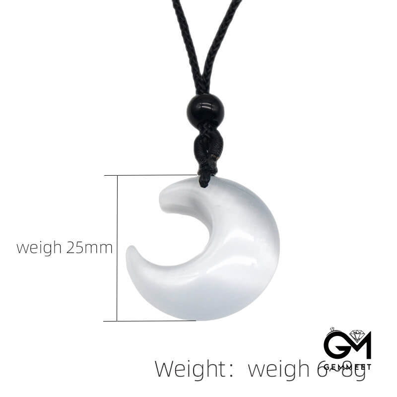 White Stone Moon Pendant Necklace