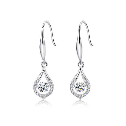 White Gold Drip Shape Beating Shinny Dangle Earrings