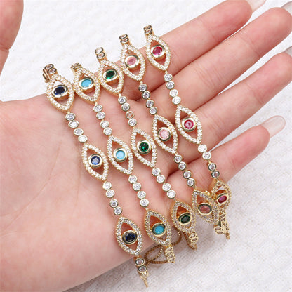 Golden Hollow Evil Eye Full Stones Bracelet