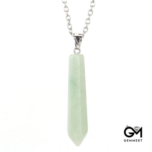 Green Aventurine Hexagon Pointy Pyramid Yoga Necklace