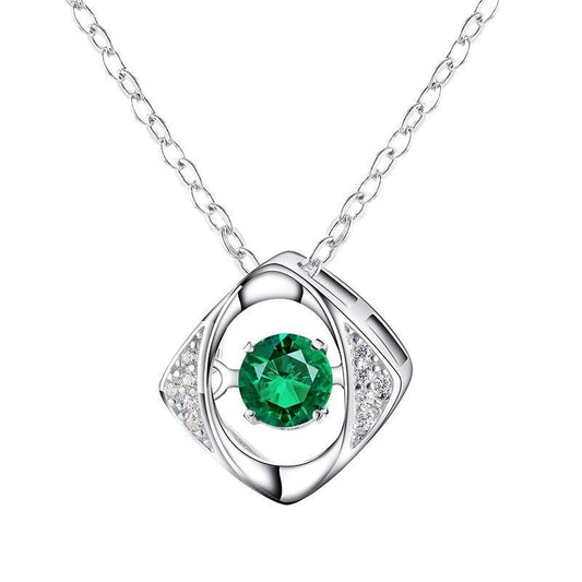 Hollow Devil Eye Emerald Beating Pendant Chain