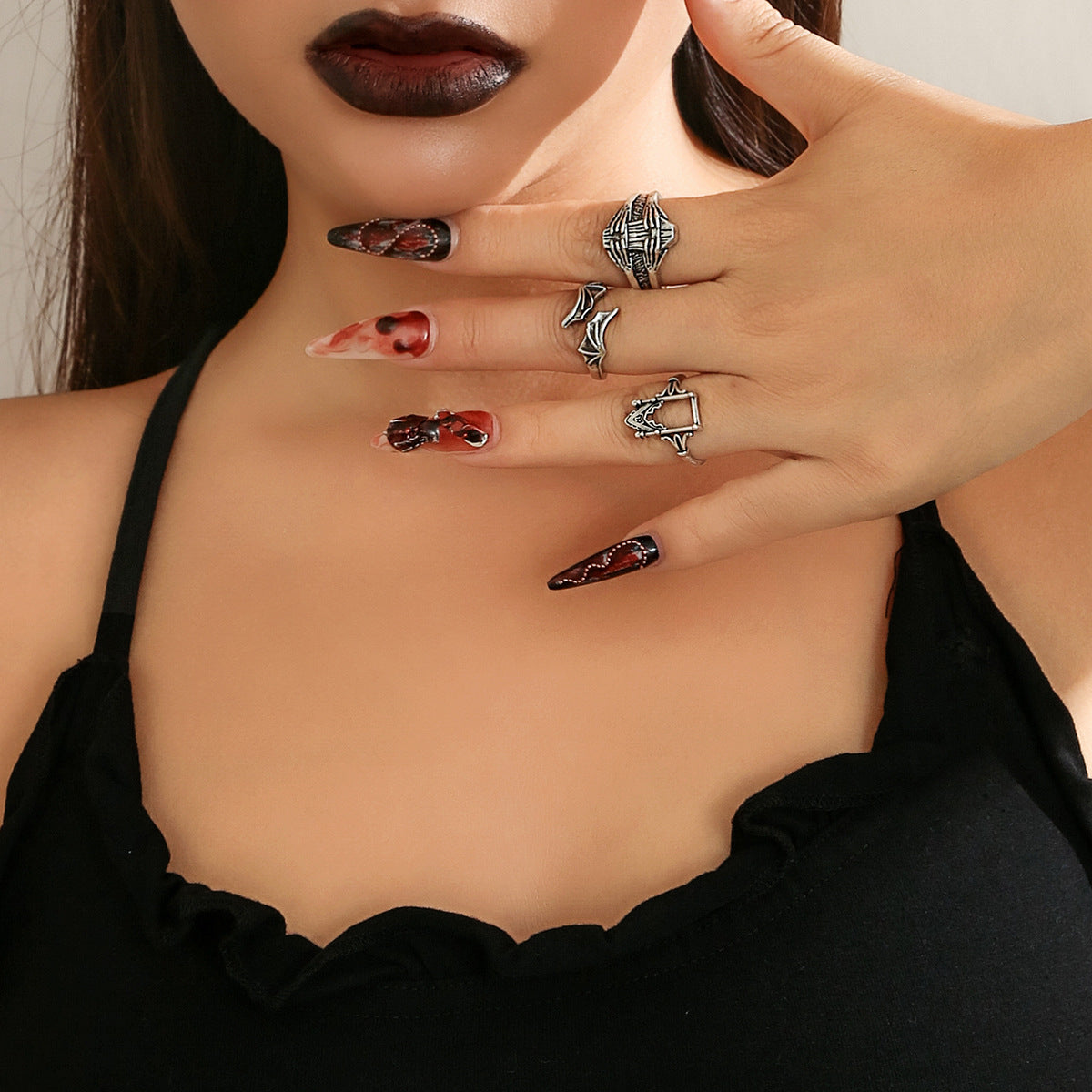 Halloween 3 Pcs Vampires Totem Rings Set