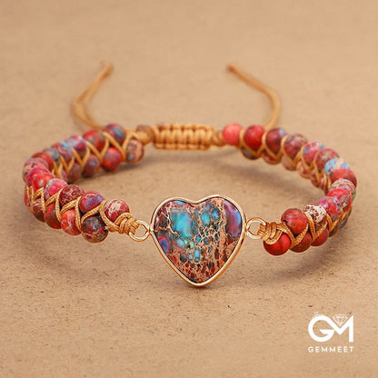 Turquoise Red Quartz Heart Bracelet