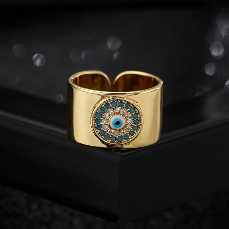 Evil Eye Totem Thick Band Ring