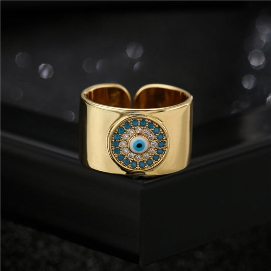 Evil Eye Totem Thick Band Ring