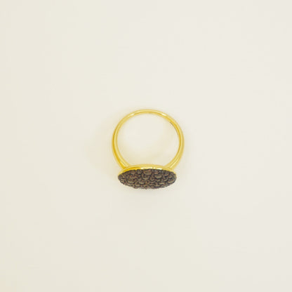 Golden Druzy Brown Stones Signet Ring