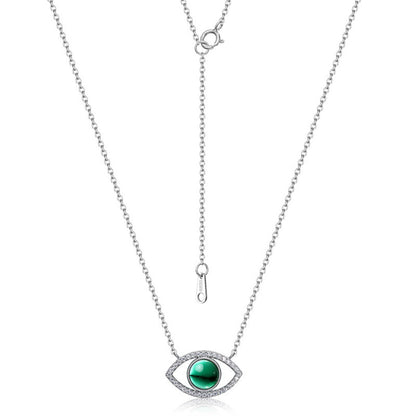 White Gold Eye Shape Hollow Emerald Chain