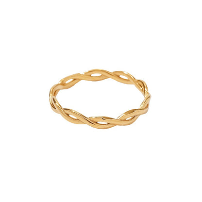 Gold Stainless Steel Twisted Linear Geometric Ring