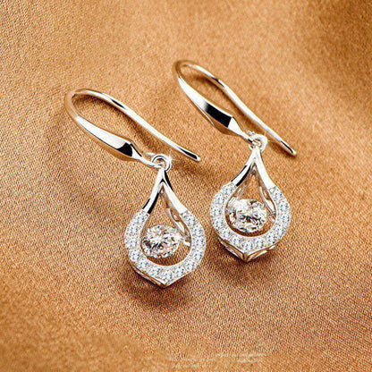 White Gold Drip Shape Beating Shinny Dangle Earrings