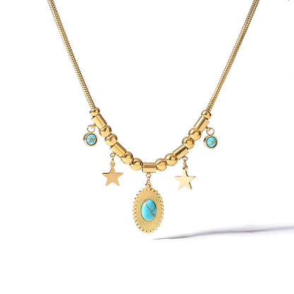 Evil Eye Turquoise Hollow Pendant Necklace