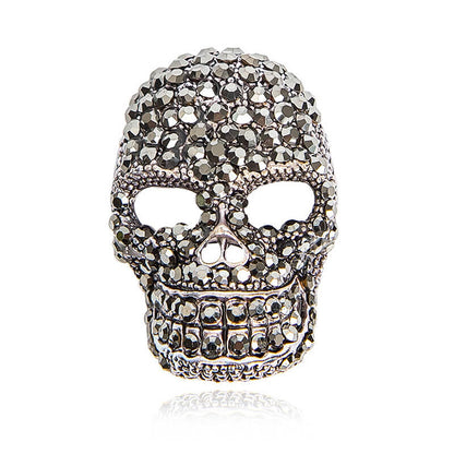 Halloween Diamond Skull Brooch Retro Personality Metal Brooch Jacket Suit Corsage Accessories