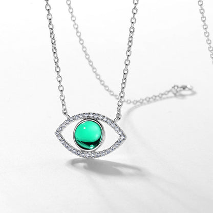 White Gold Eye Shape Hollow Emerald Chain