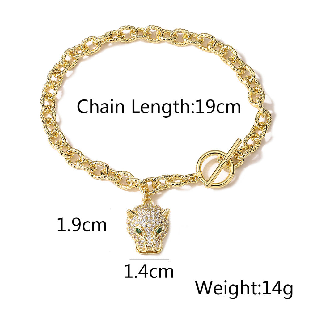 Golden Full Stones Leopard Head Bracelet