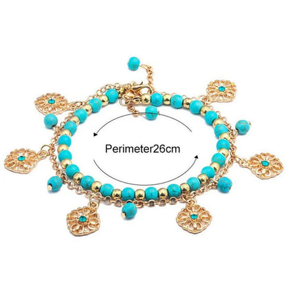 2 Pieces Unique Turquoise Beaded Bracelet Anklets