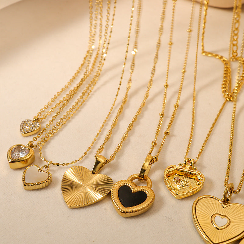 Cute Halo Heart Shape Pendant Necklace