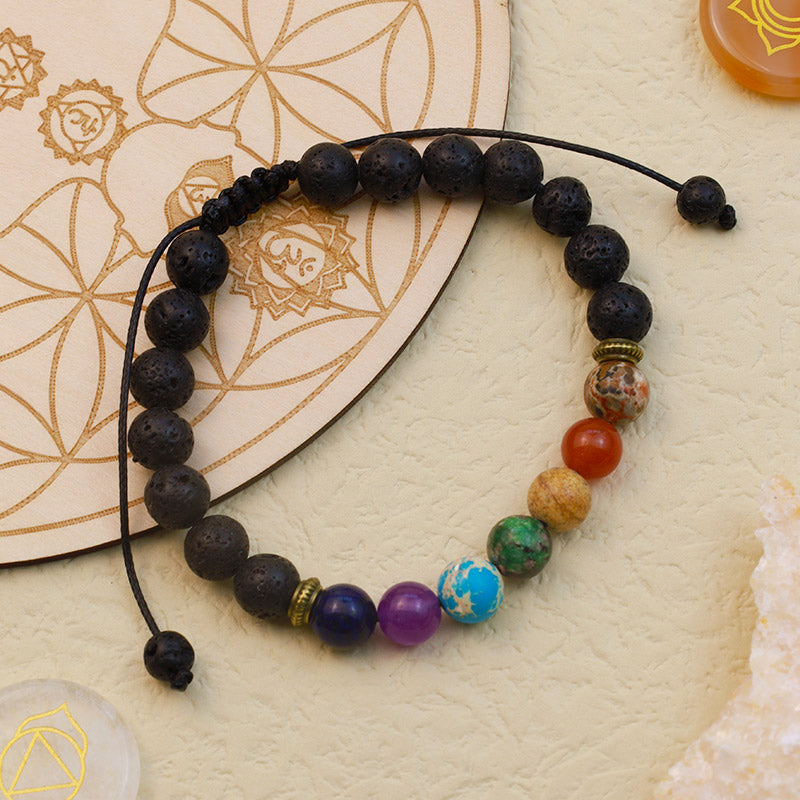 Agate Real Stone Lava Stones Chakra Bracelet