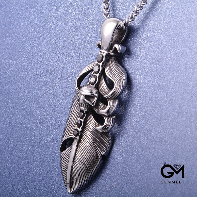 Titanium Steel Feather Cool Necklace