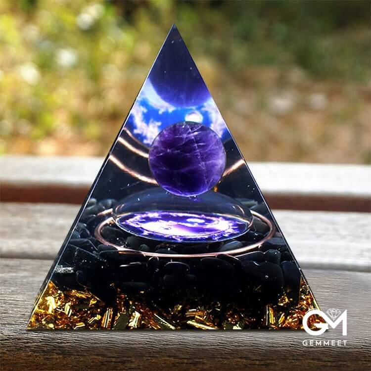 Tourmaline Amethyst Orgone Pyramid