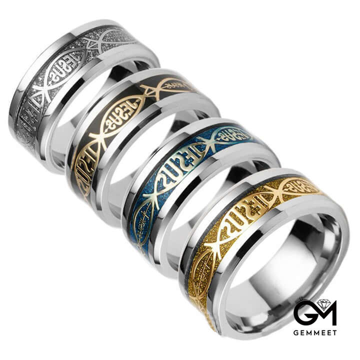 8mm Stainless Steel Jesus Ring