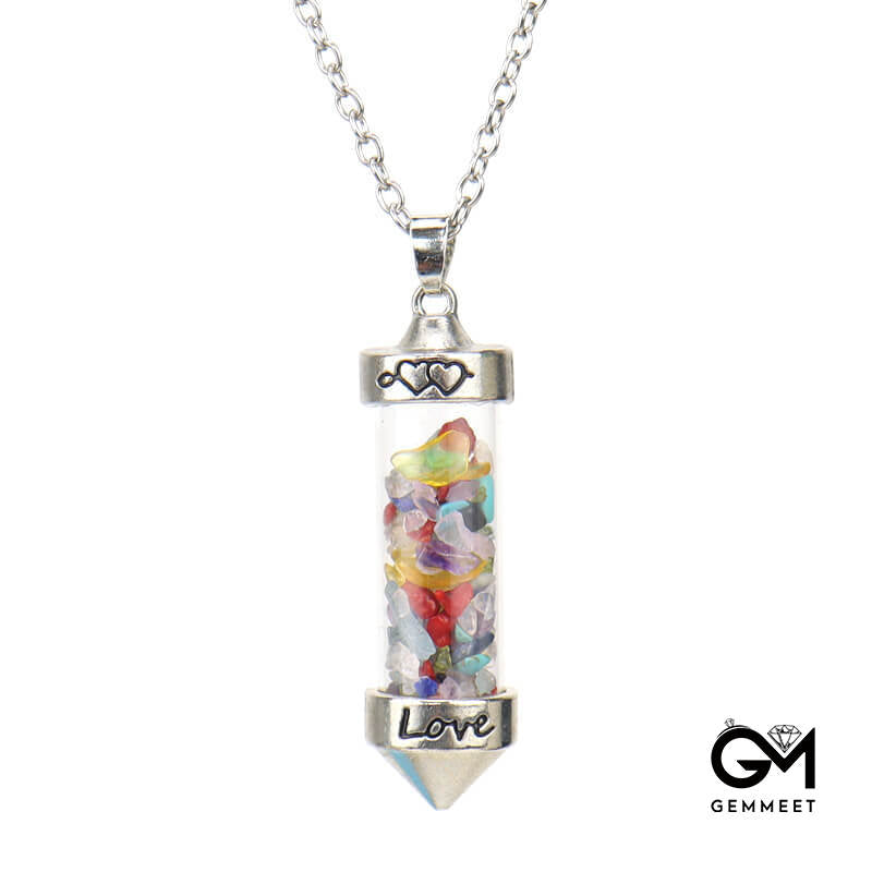 Crystal Wishing Bottle Conical Love Bottle Pendant Necklace