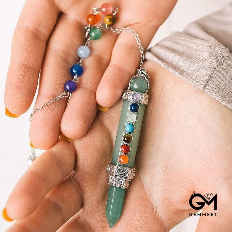 Chakra Crystal Hexagonal Column Pendulum