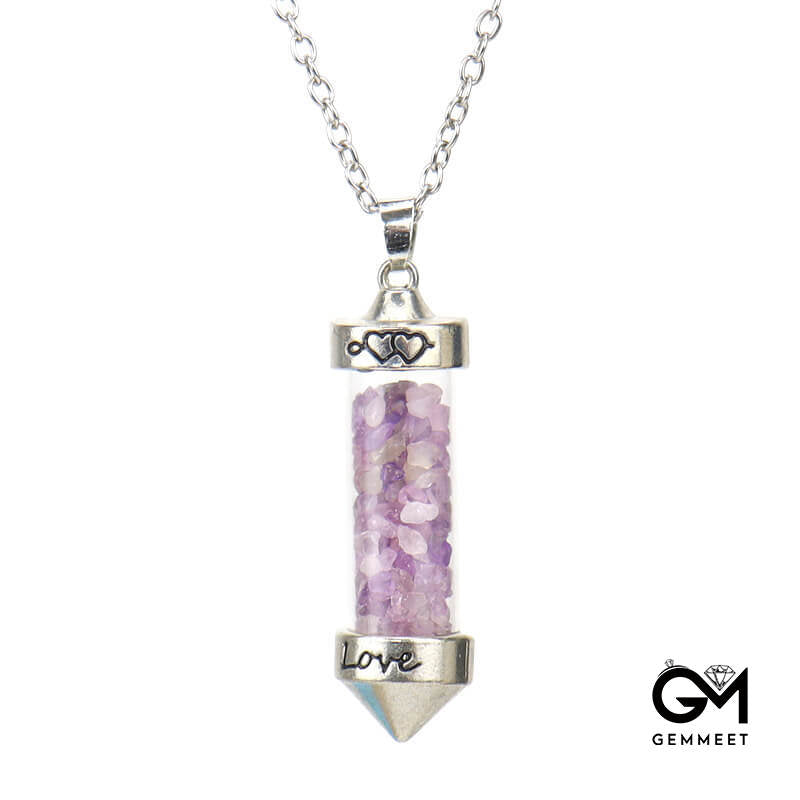 Crystal Wishing Bottle Conical Love Bottle Pendant Necklace