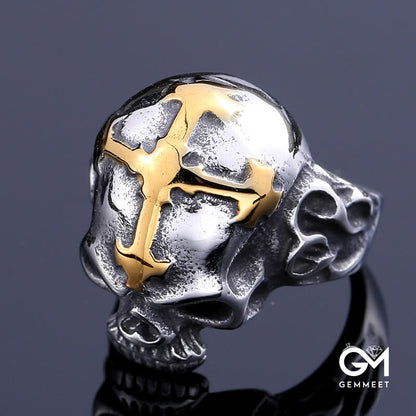 Gothic Skull Skeleton Cross Ring