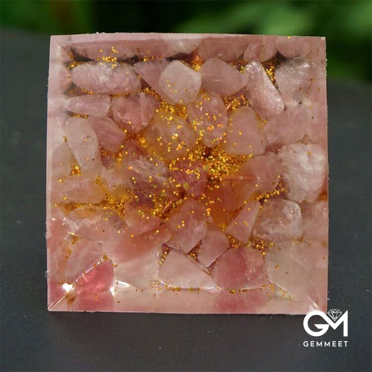 Tree of Life Strawberry Quartz With Rose Quartz Orgone Pyramid