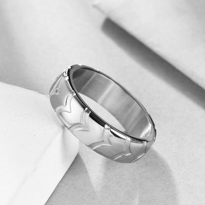 Couple Titanium Steel Rule Tire Pattern Ring