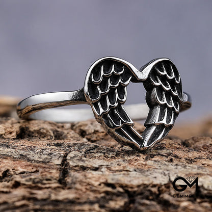 Vintage Simple Wings Stainless Steel Ring