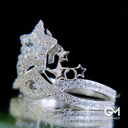 Star Shiny Crown Inlaid Zircon Ring