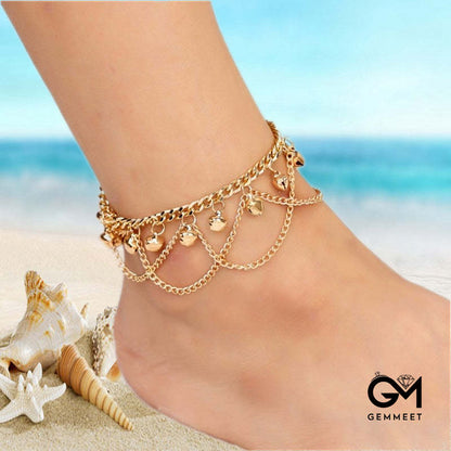 Bohemia Golden Bell Chain Tassel Anklet