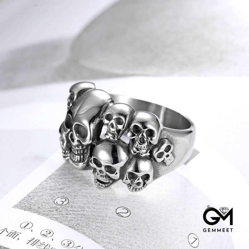 Stainless Steel Multiple Skull Rings