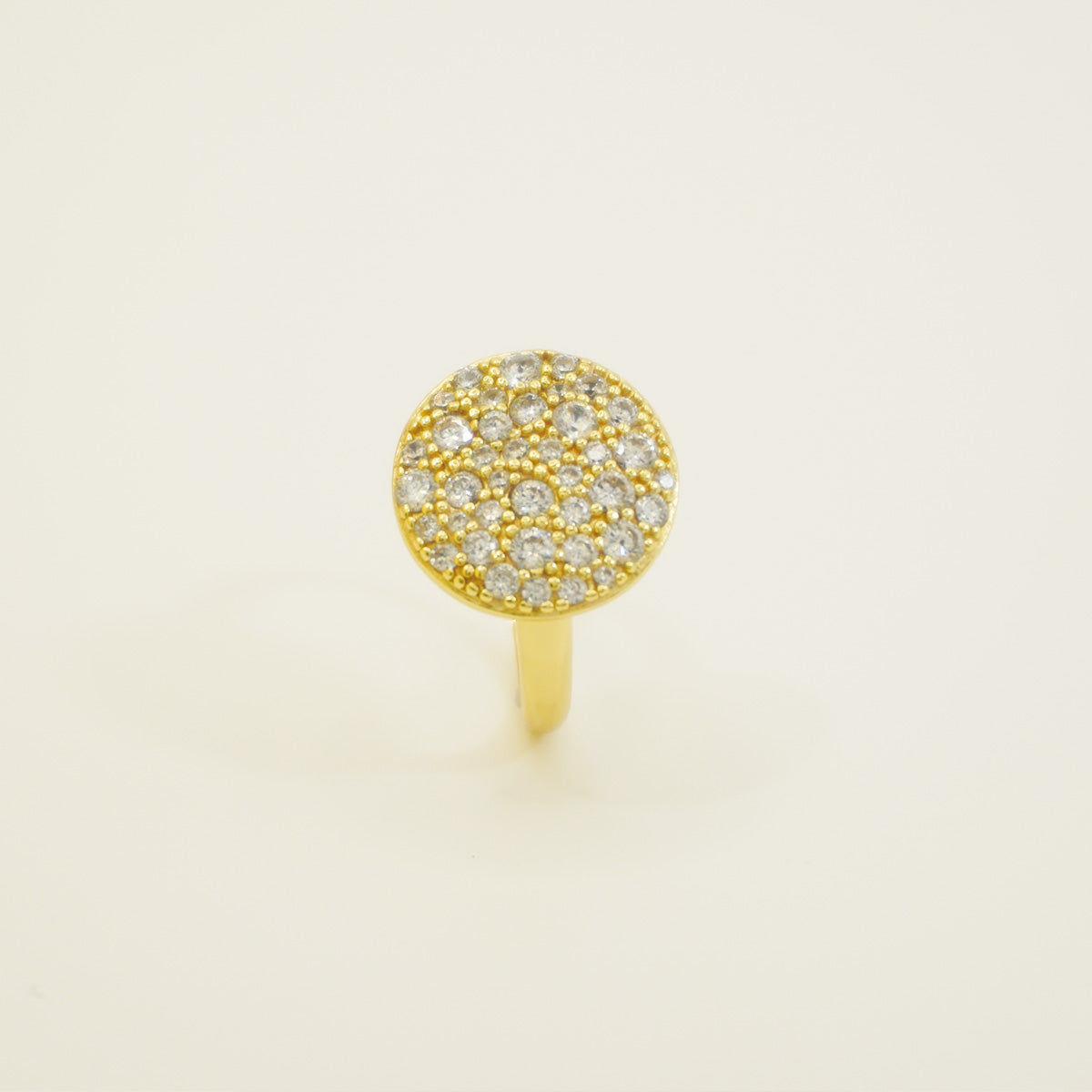 Golden Druzy White Stones Signet Ring