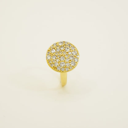 Golden Druzy White Stones Signet Ring