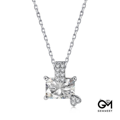 S925 Silver Rectangular Zircon Necklace