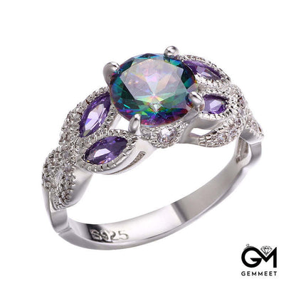 Colorful Oval Zircon Ring