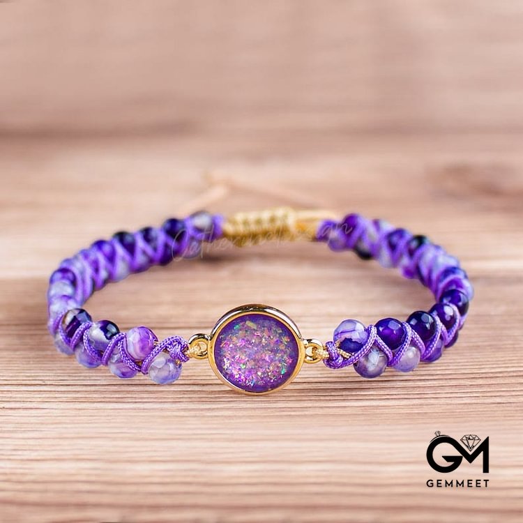 Purple Agate Woven Women's Bracelet