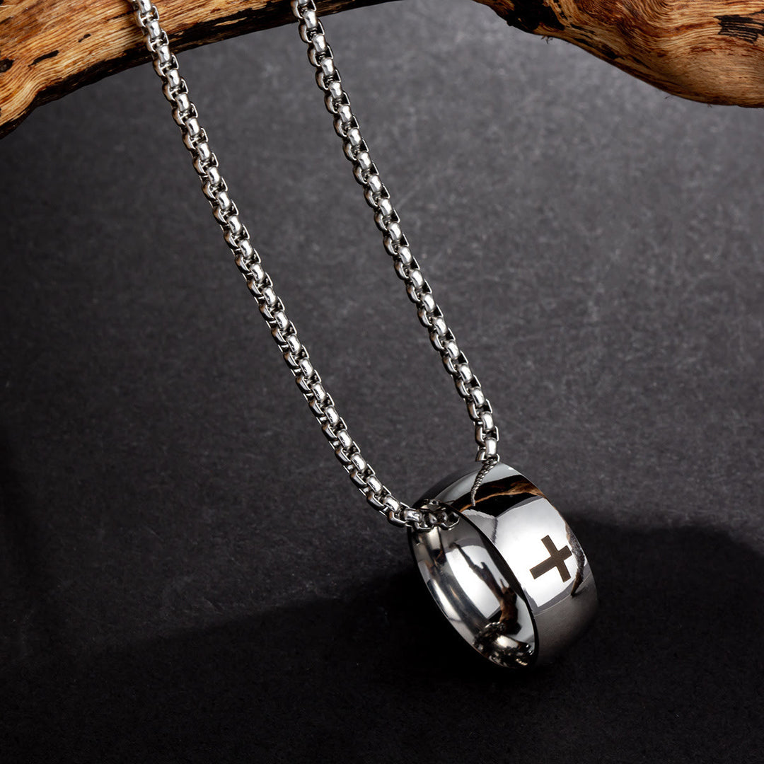 Silver Cross Titanium Steel Necklace