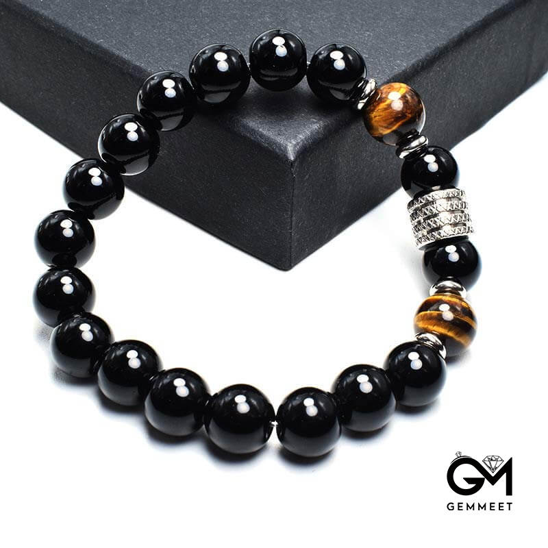 Fashion Tiger Eye with Obsidian Protection Bracelet