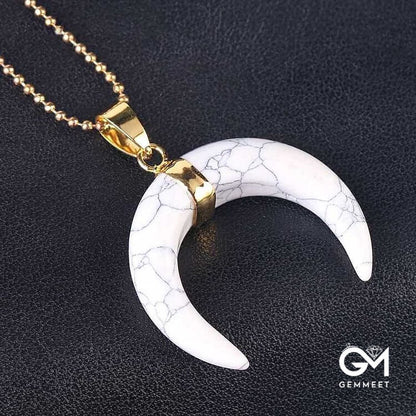 Stone Crescent Moon Necklace