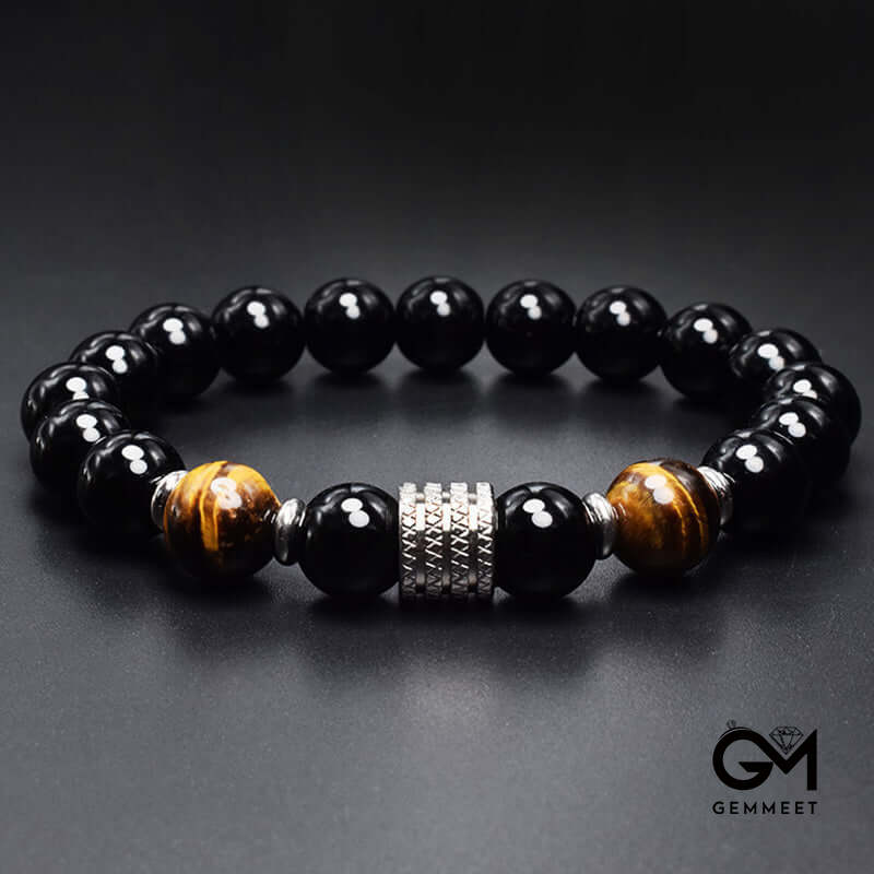 Fashion Tiger Eye with Obsidian Protection Bracelet