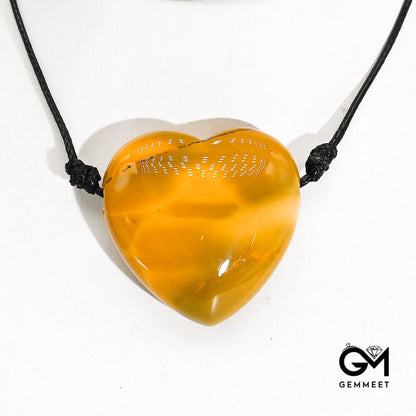 Egg Stone Crystal Charm Heart Pendant Necklace