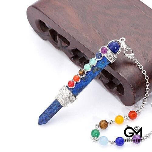 Chakra Crystal Hexagonal Column Pendulum