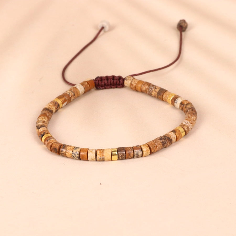 Picture Stone Bead Woven Bracelet