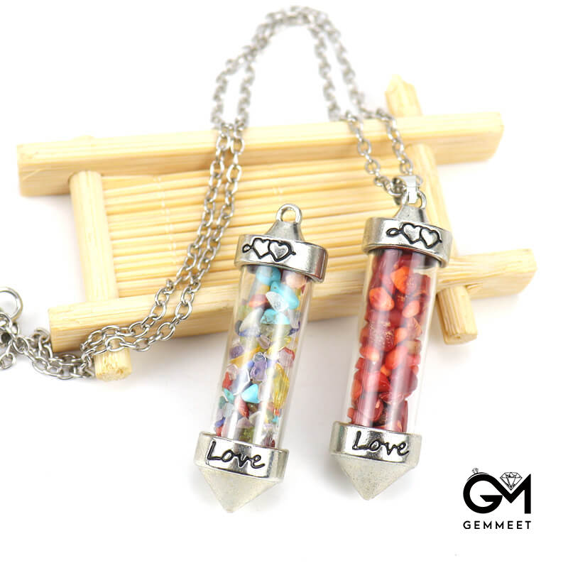 Crystal Wishing Bottle Conical Love Bottle Pendant Necklace